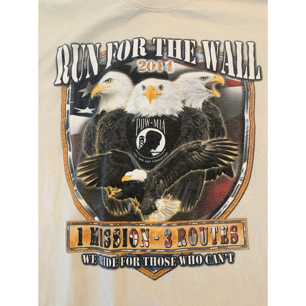 2014 "Run for the Wall" POW MIA 2XL Short Sleeve T-Shirt‎ Biker Ride For Fredom